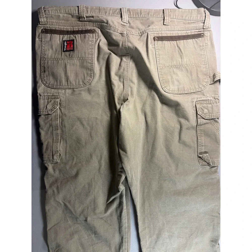Wrangler RIGGS Workwear Cargo Pants Mens 42x32 Brown Ripstop Relaxed Fit 3W060BR